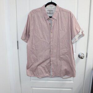 Ted Baker Mens Pink Cotton Linen Pocket Short Sleeve Button Up Shirt Size 7